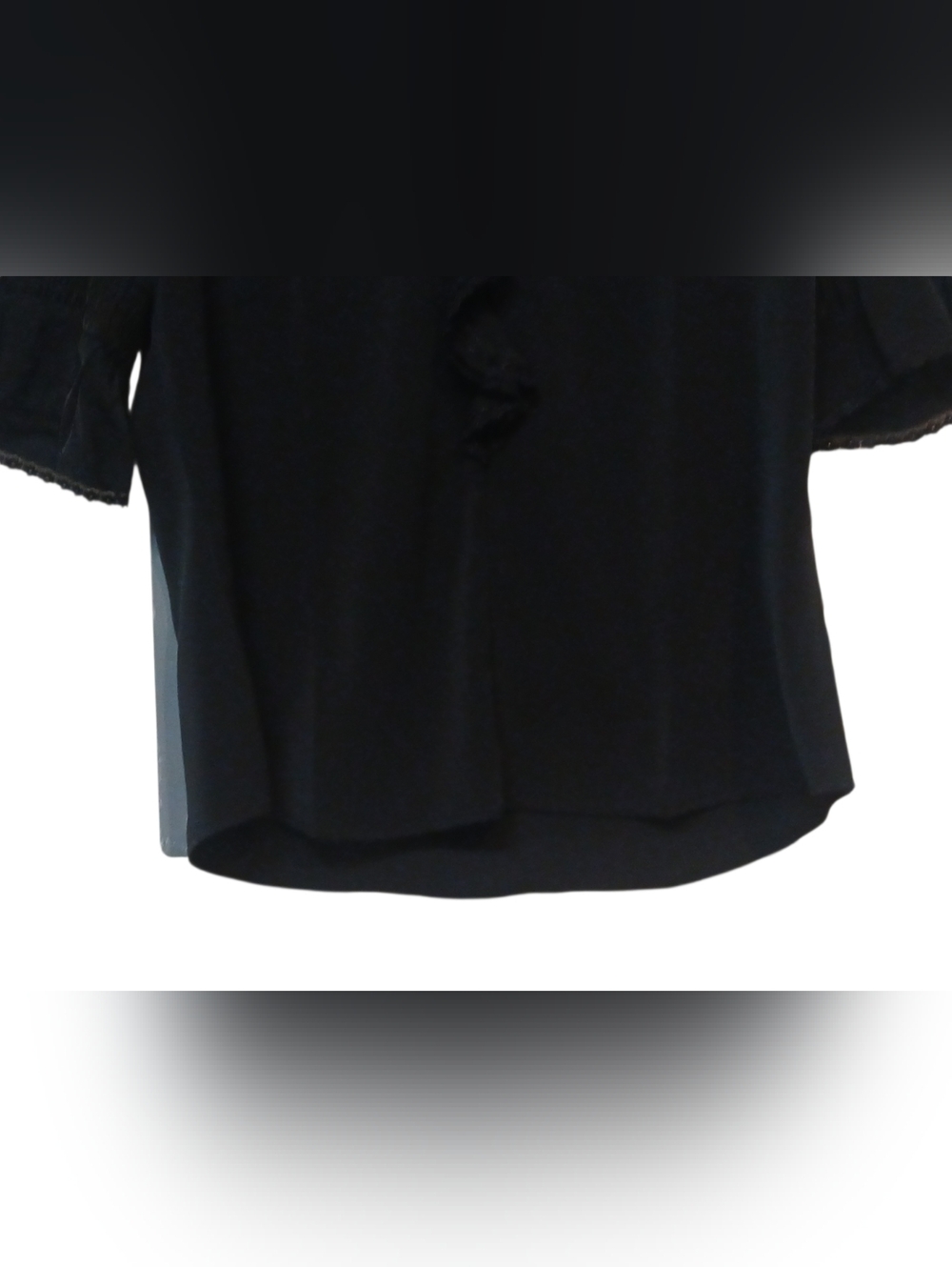 Allegra K - NWOT, Black Blouse W/ Lace Trim, Ruffles In Front & Sleeves, Size M - Picture 9 of 10